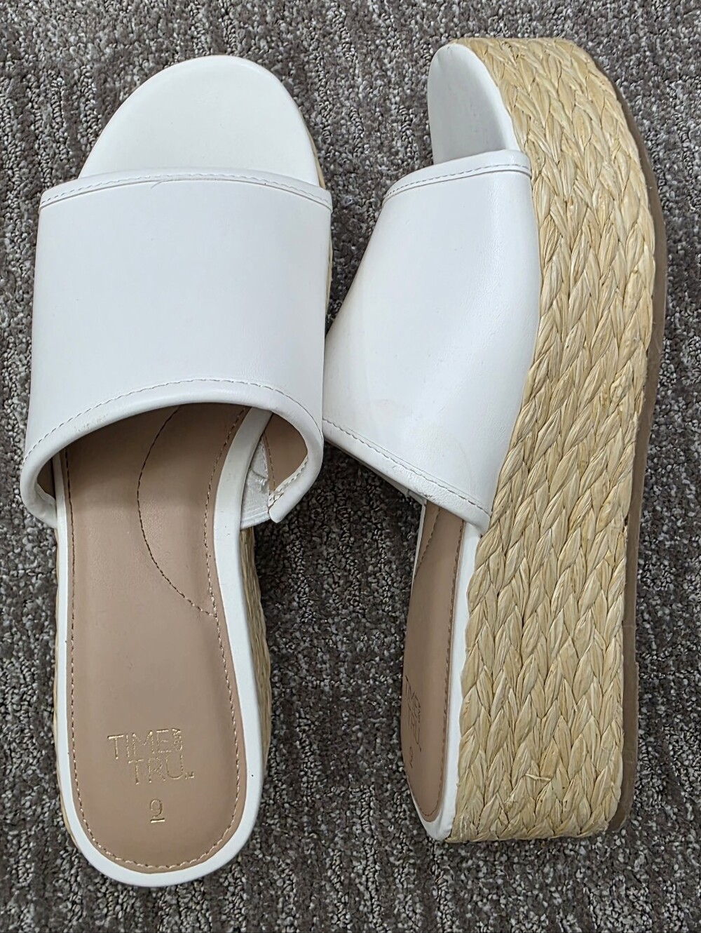 Time & Tru Raffia Platform Slip On Sandal Resortwear Coastal Preppy Y2K Size 9